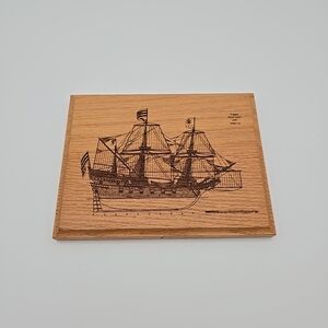 Wooden Ship Engraved Wall Art